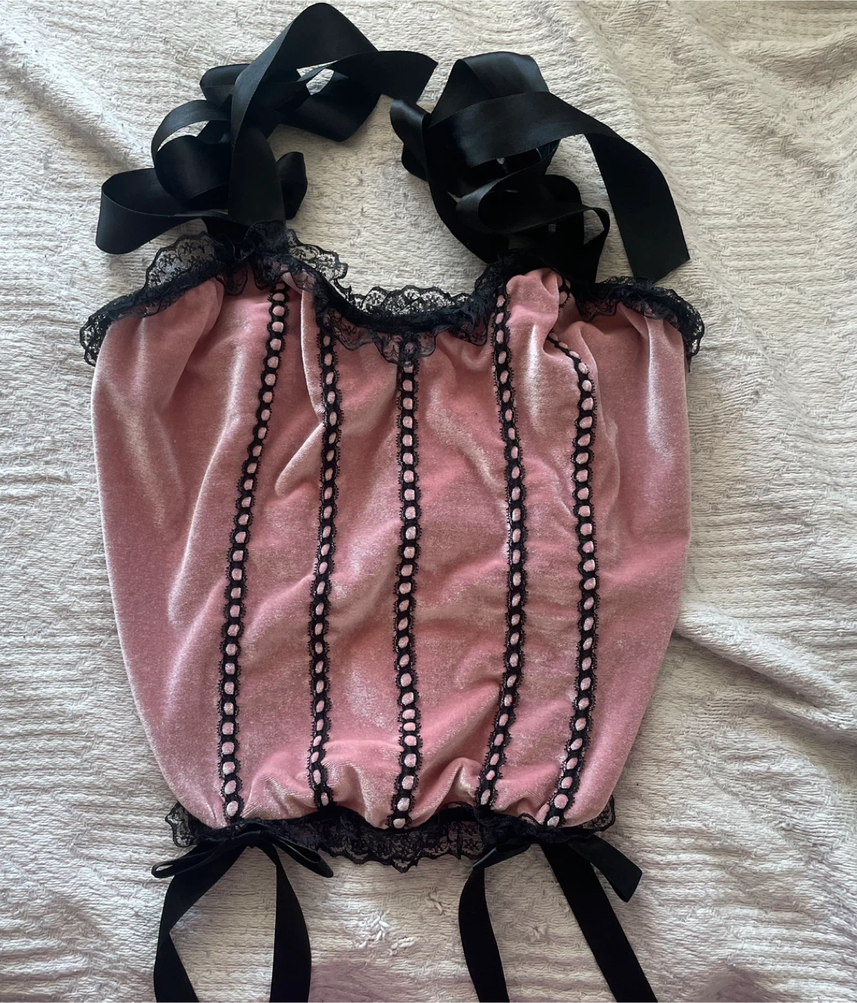 Pink lace up top