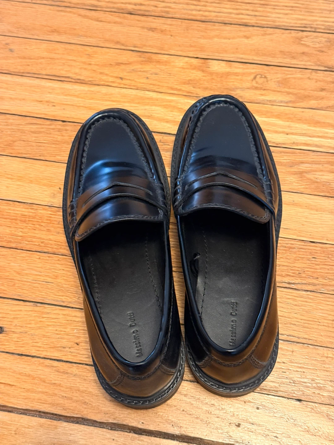 Massimo Dutti Black Leather Loafers - Size 37