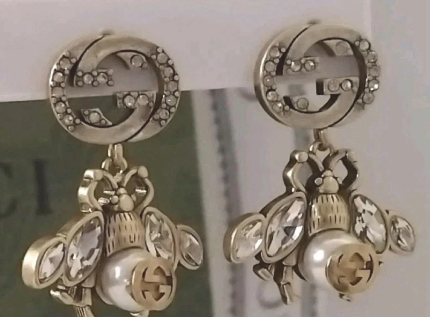 Gucci Bee Earrings with Crystals