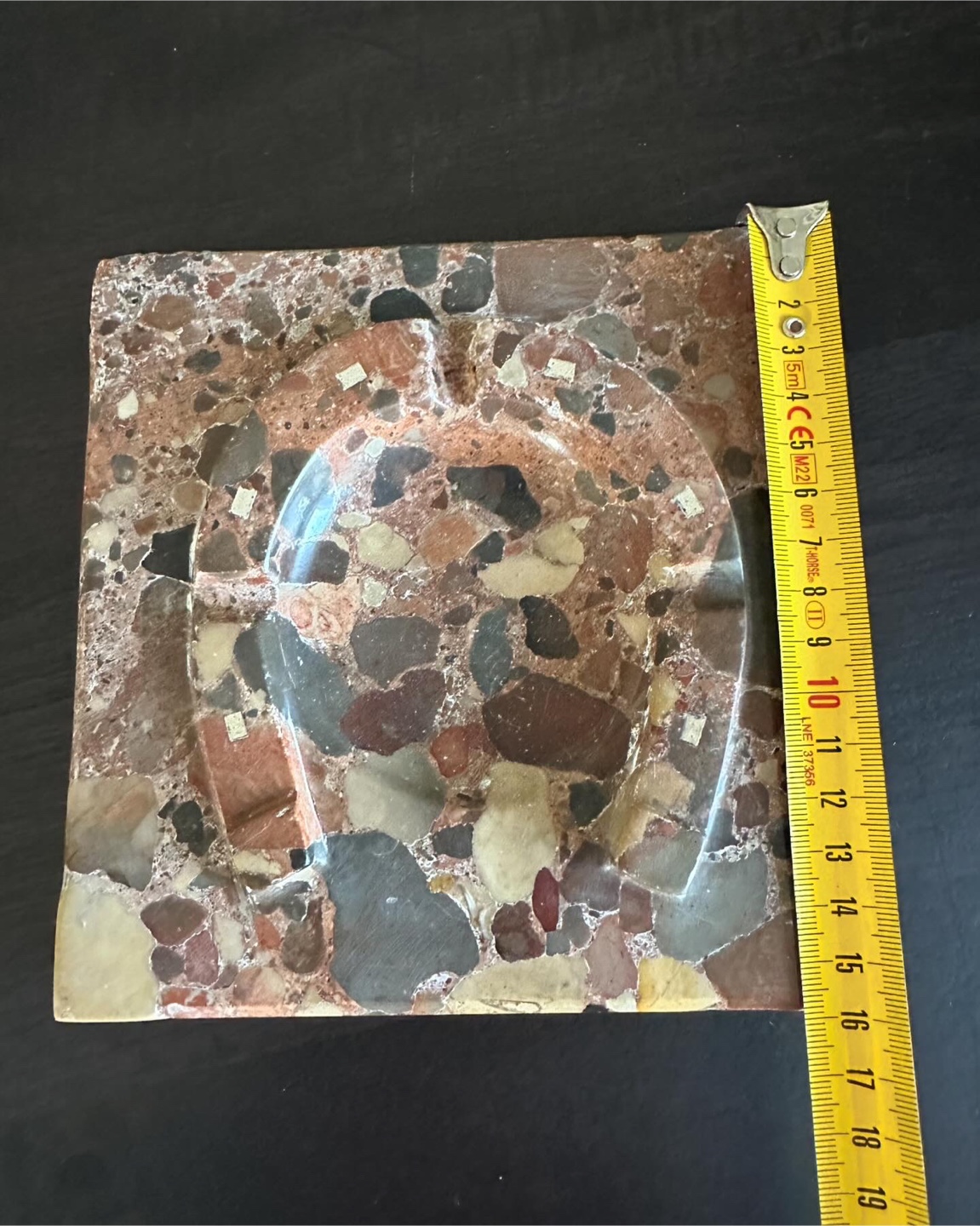 Vintage Lucky Horseshoe Breccia Marble Ashtray Catchall Portugal - photo 5