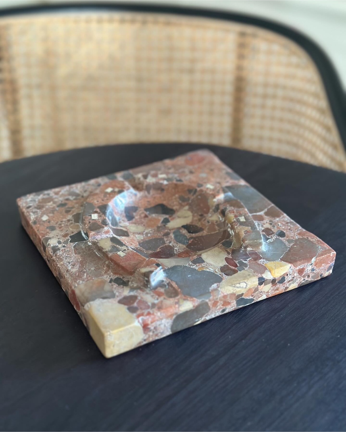 Vintage Lucky Horseshoe Breccia Marble Ashtray Catchall Portugal - photo 2