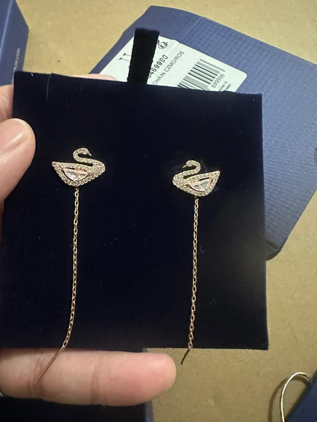 Swarovski Swan Drop Earrings and bracelet  Rose Gold Tone