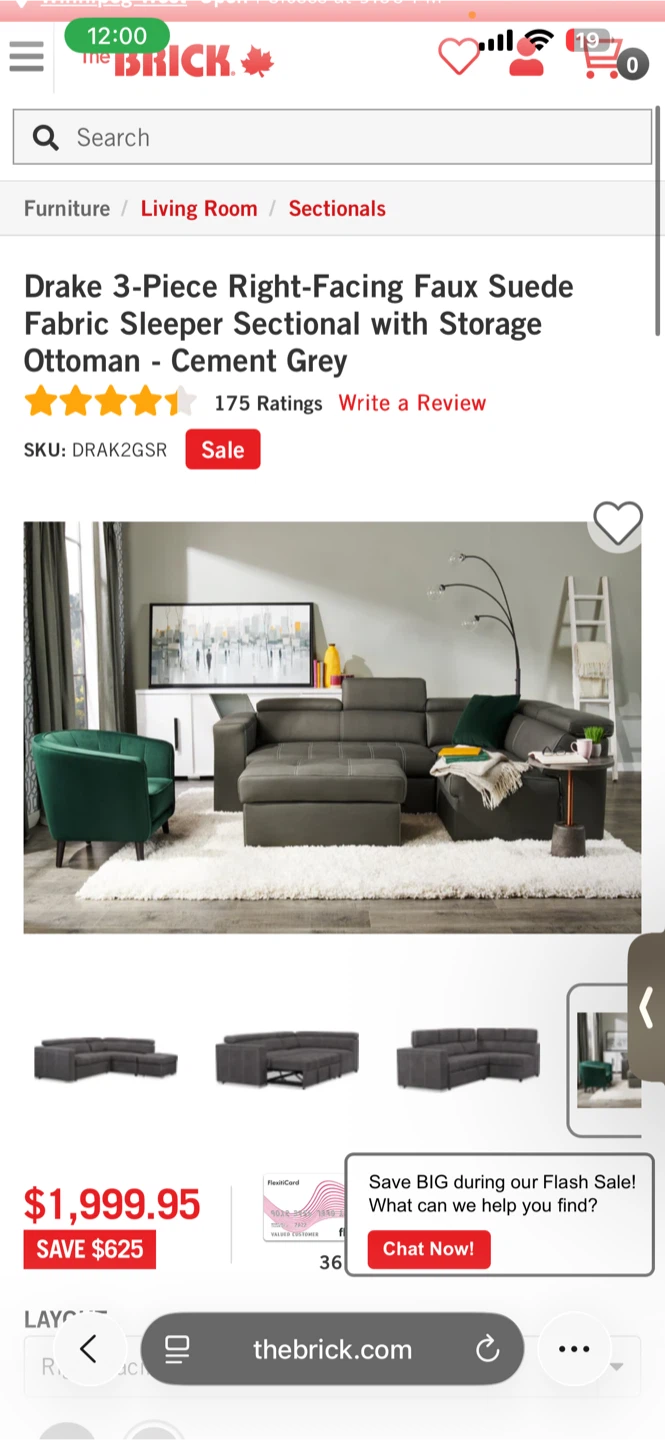 Drake 3-Piece Faux Suede Sectional with Storage Ottoman - photo 4