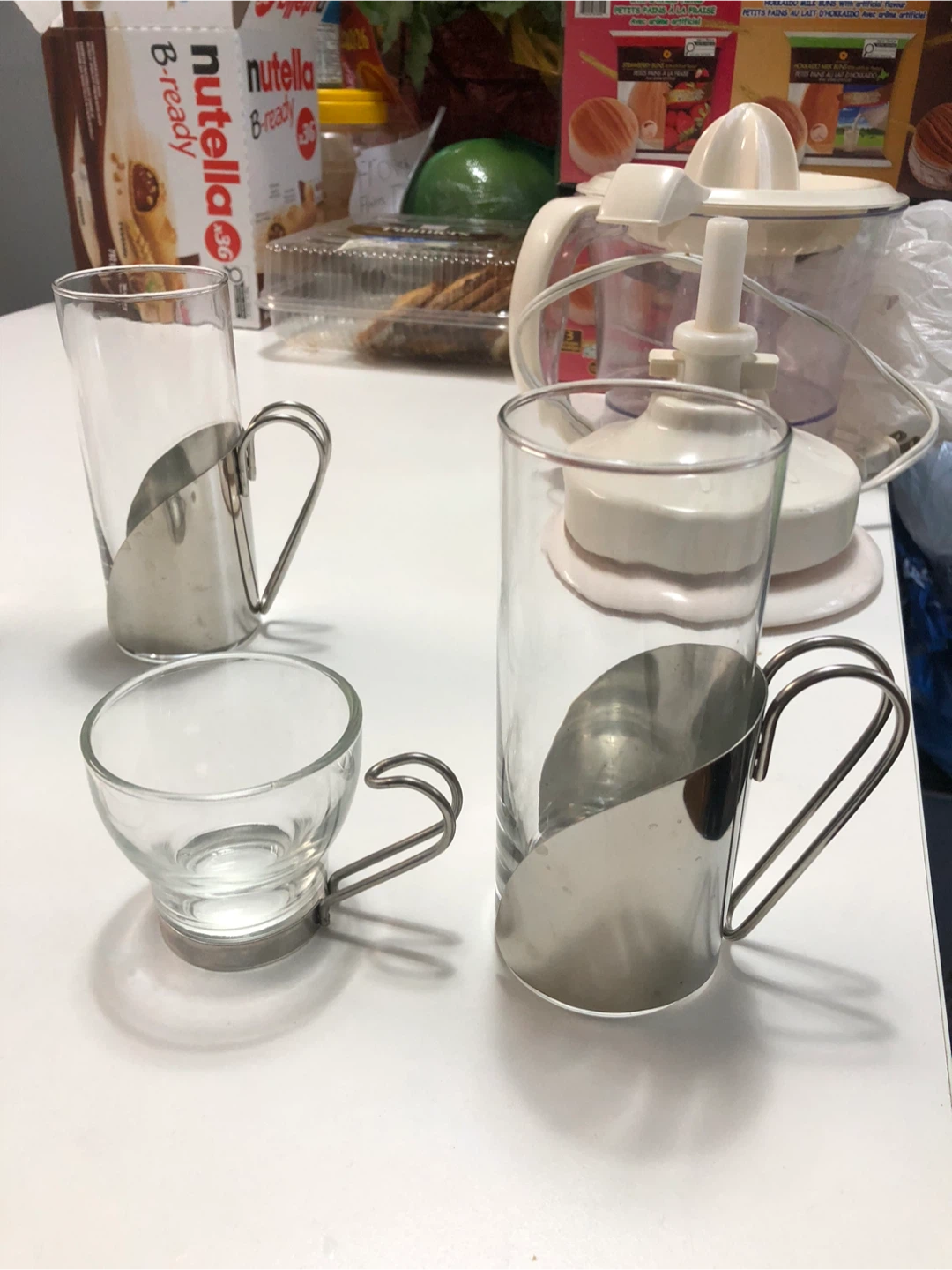 Set of 4 Glass Mugs with Metal Handles - photo 2