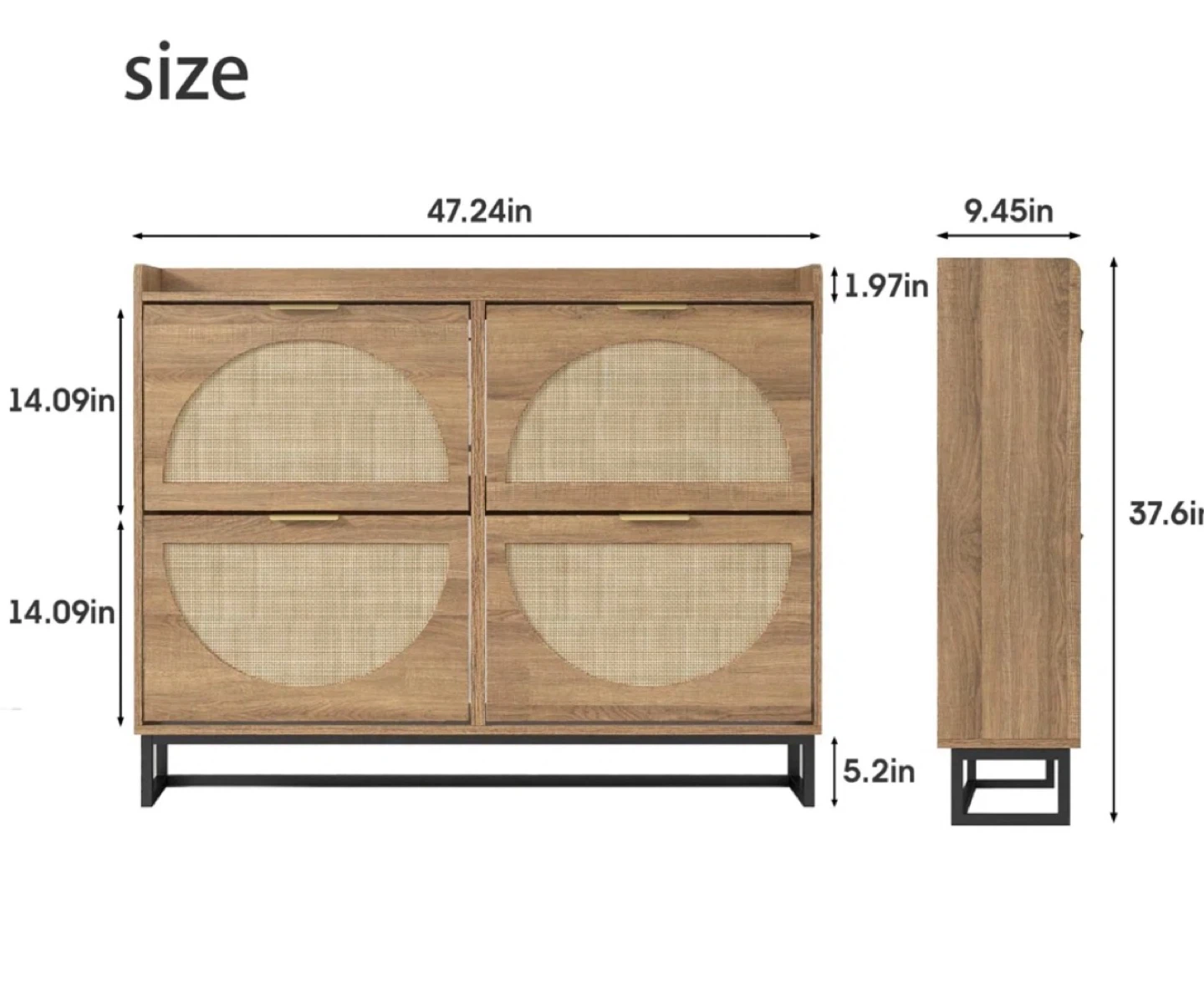 Shoe Wooden Cabinet with Cane Door Inserts - photo 3