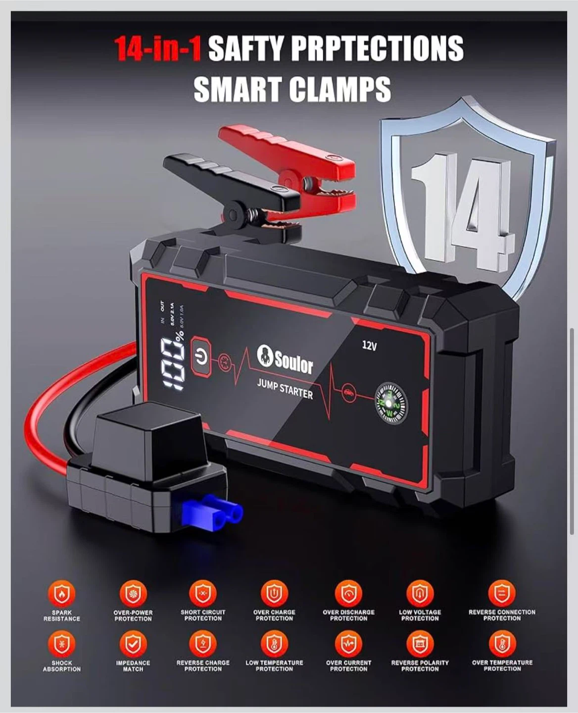 18W Fast Charging Portable Car Jump Starter - photo 5