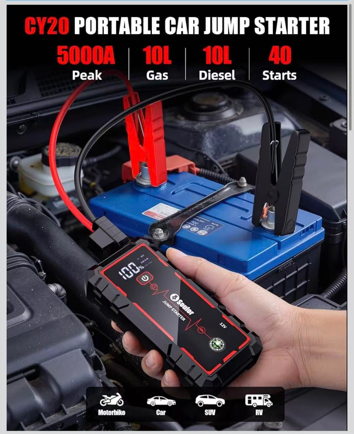 18W Fast Charging Portable Car Jump Starter - photo 2