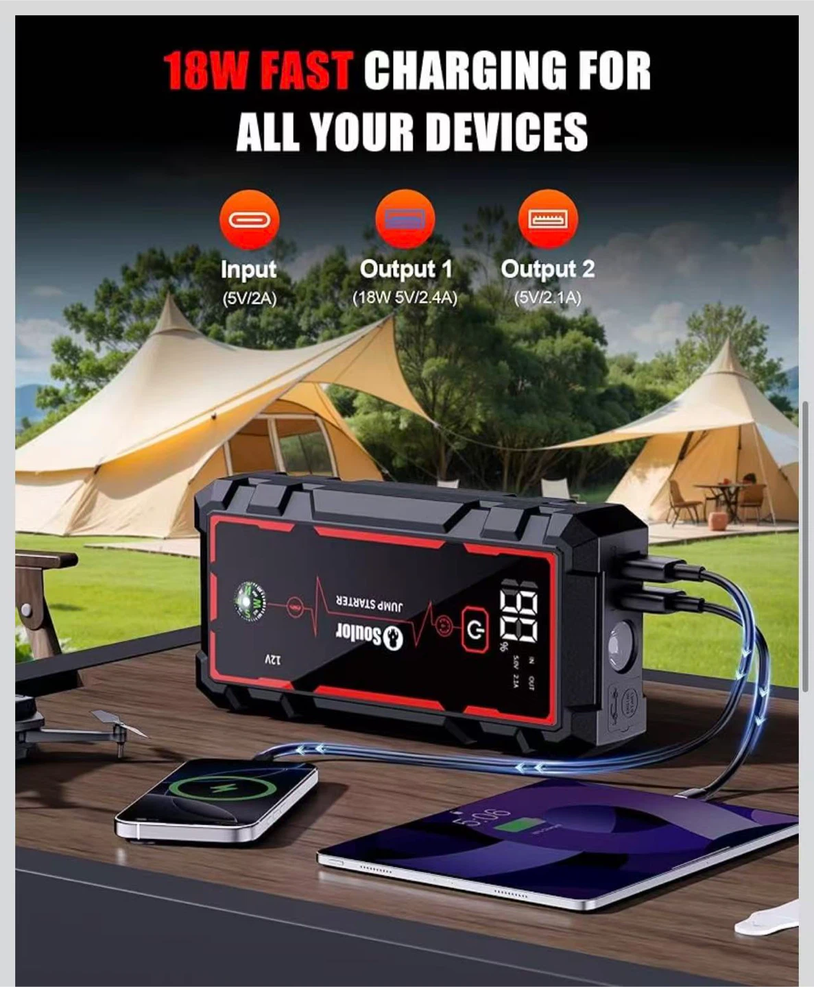 18W Fast Charging Portable Car Jump Starter - photo 4
