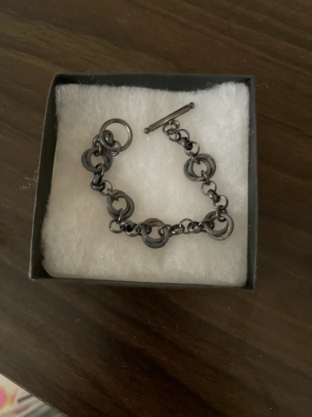 Silver-Tone Toggle Clasp Chain Bracelet with Circle Links