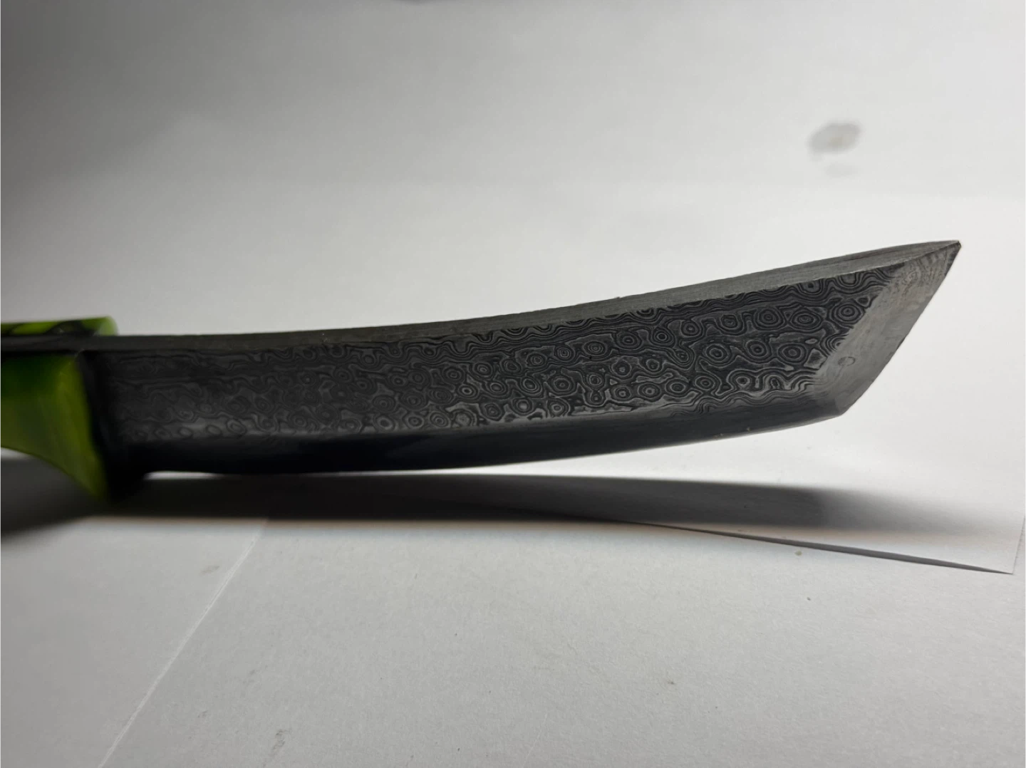 Damascus Pattern Knife with Green Handle - photo 3