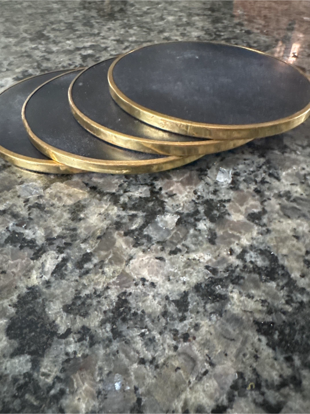 Set of 4 Round Coasters with Gold Trim - photo 2