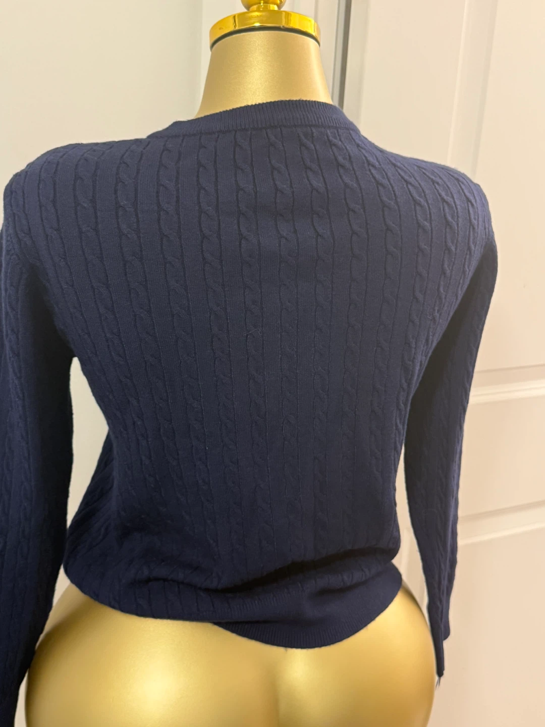 Navy Blue Cable Knit Cardigan - photo 2