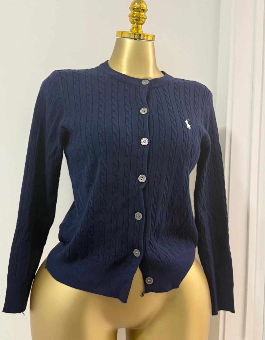Navy Blue Cable Knit Cardigan
