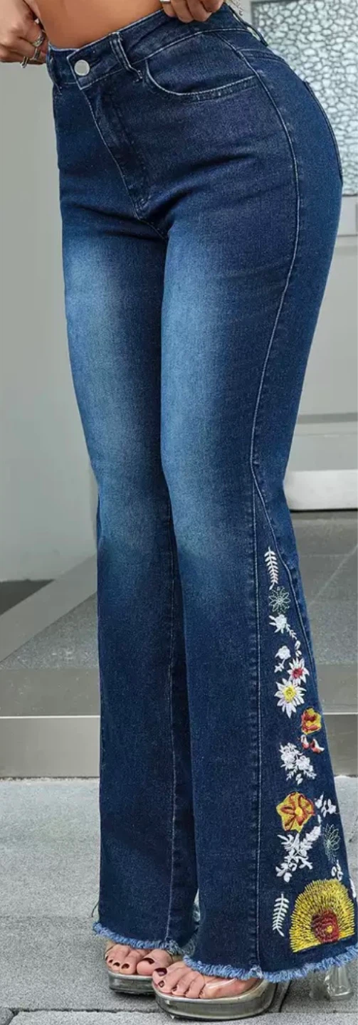 Embroidered Flare Jeans