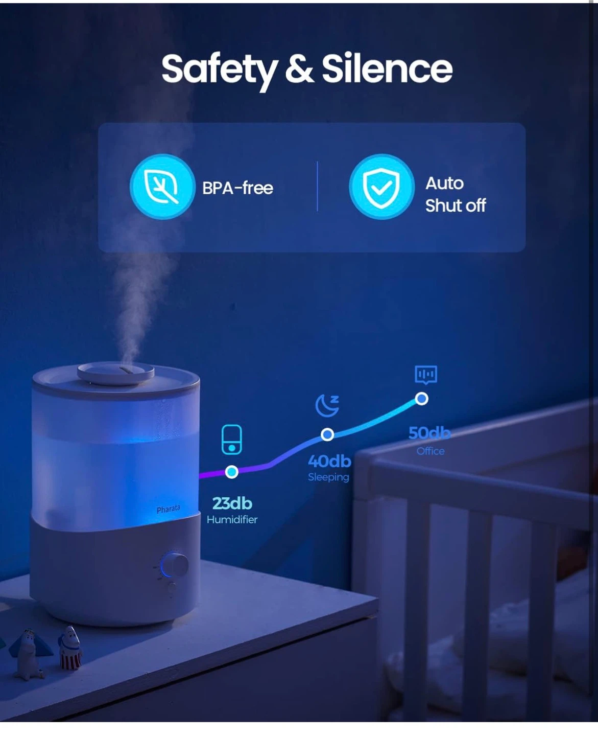 Pharata Cool Mist Humidifier - 2.5L Water Capacity - photo 2
