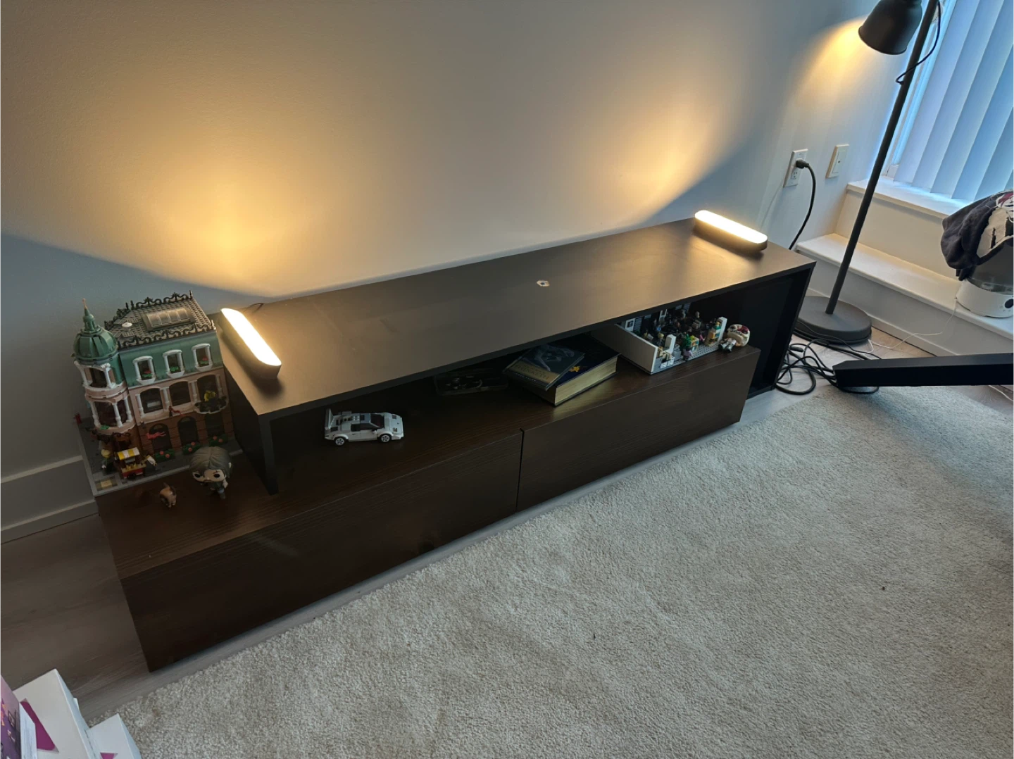 TV Stand/Unit - Dark Wood & Black