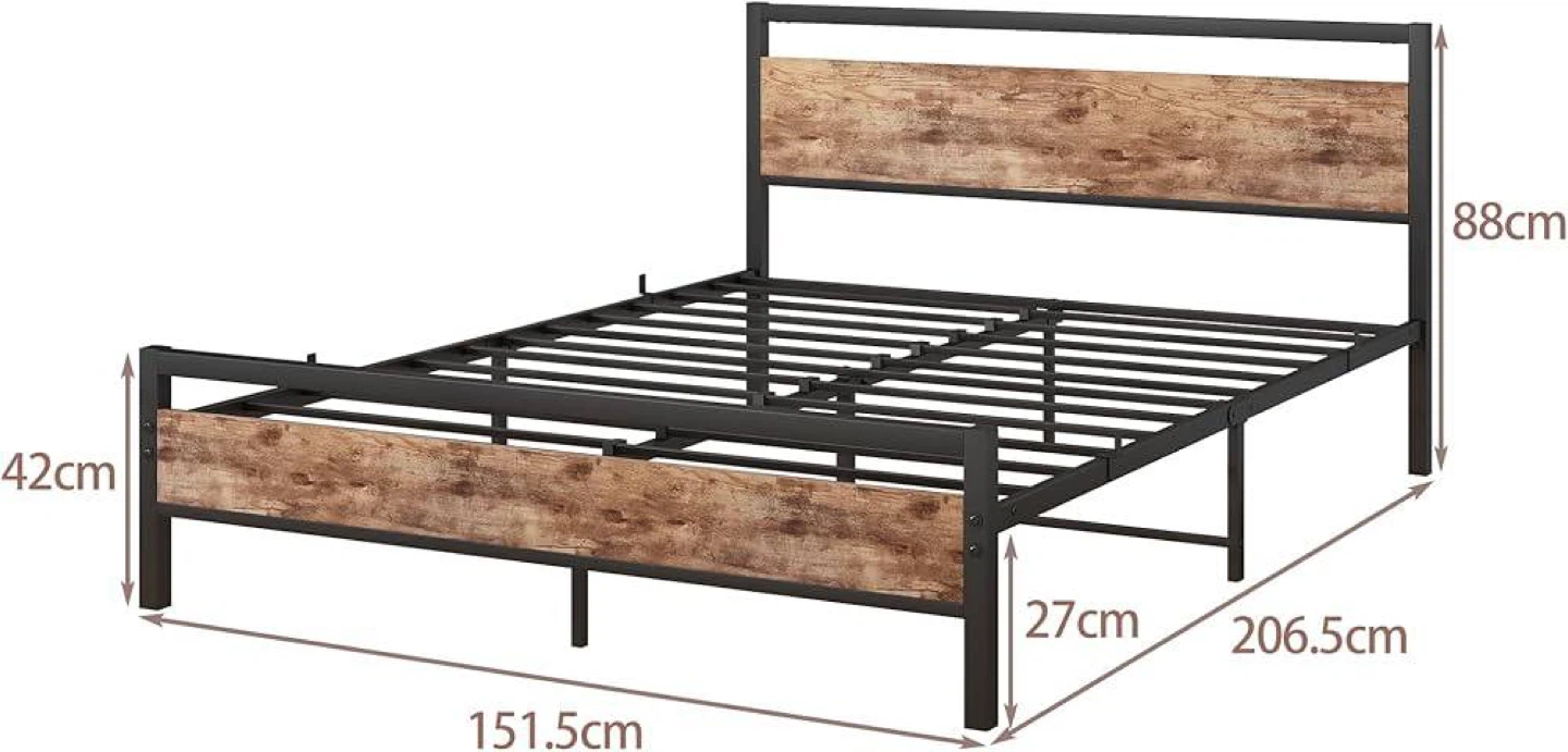 Metal Bed Frame with Wood Accents - Queen - photo 2