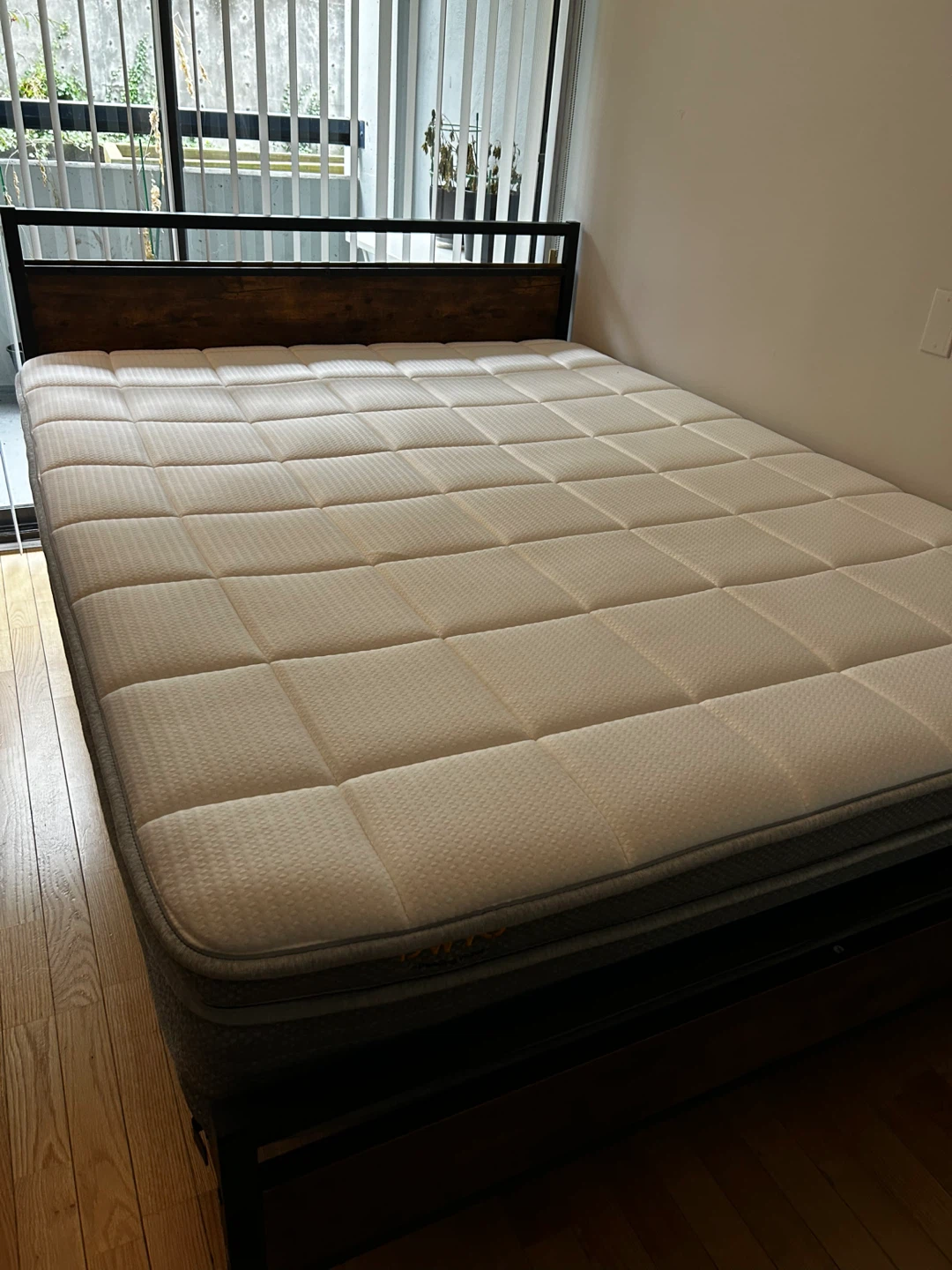 Metal Bed Frame with Wood Accents - Queen