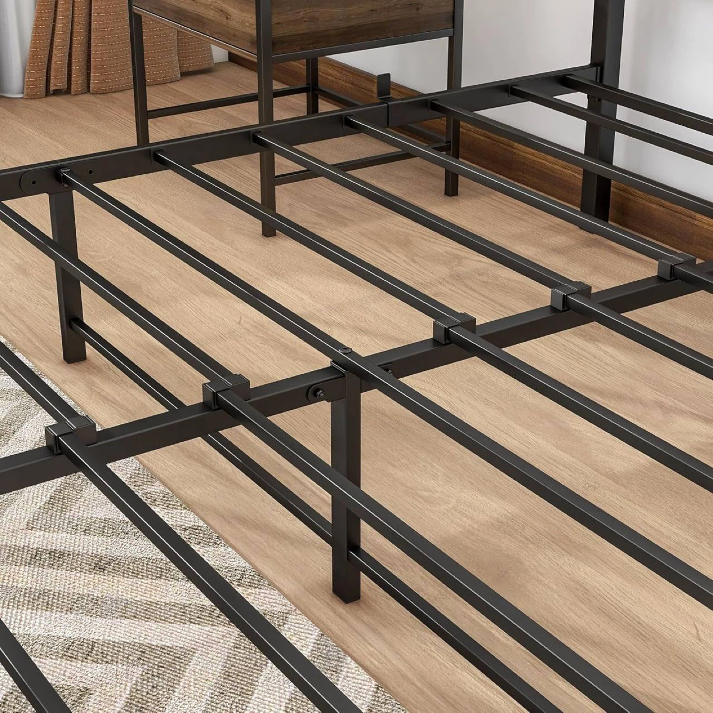Metal Bed Frame with Wood Accents - Queen - photo 3