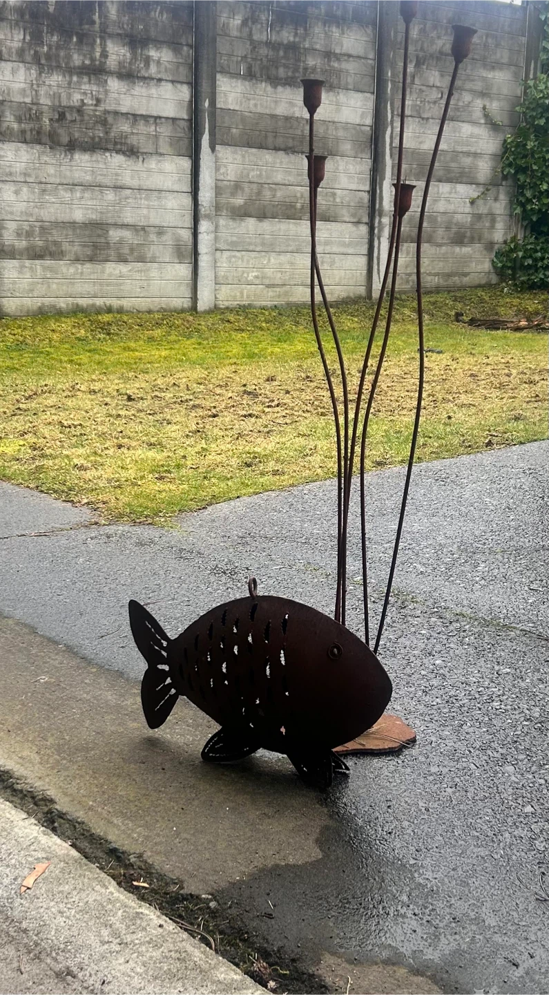 Free Metal Fish and Candlestick Holder