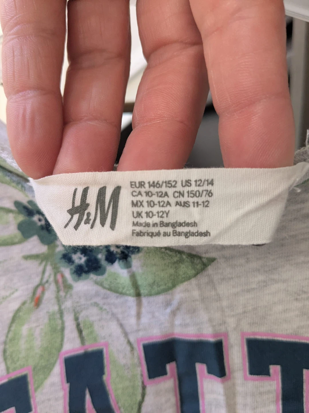 H&M Girls Floral "Seattle" Long Sleeve T-Shirt