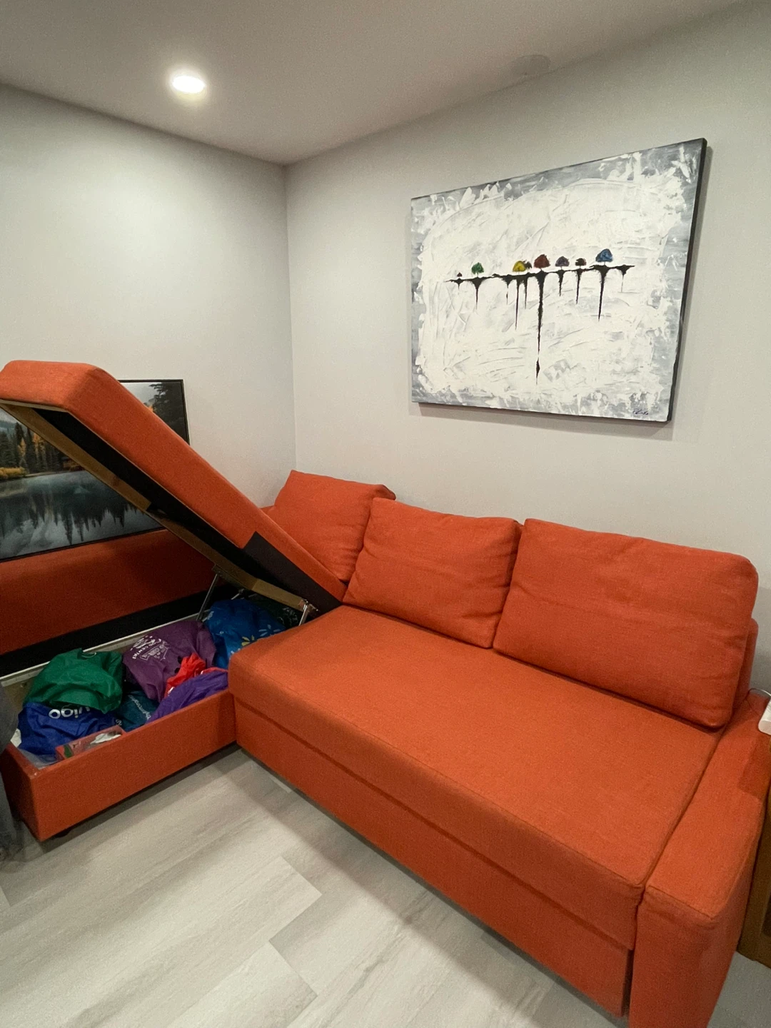 Orange Sectional Sofa with Storage - photo 3