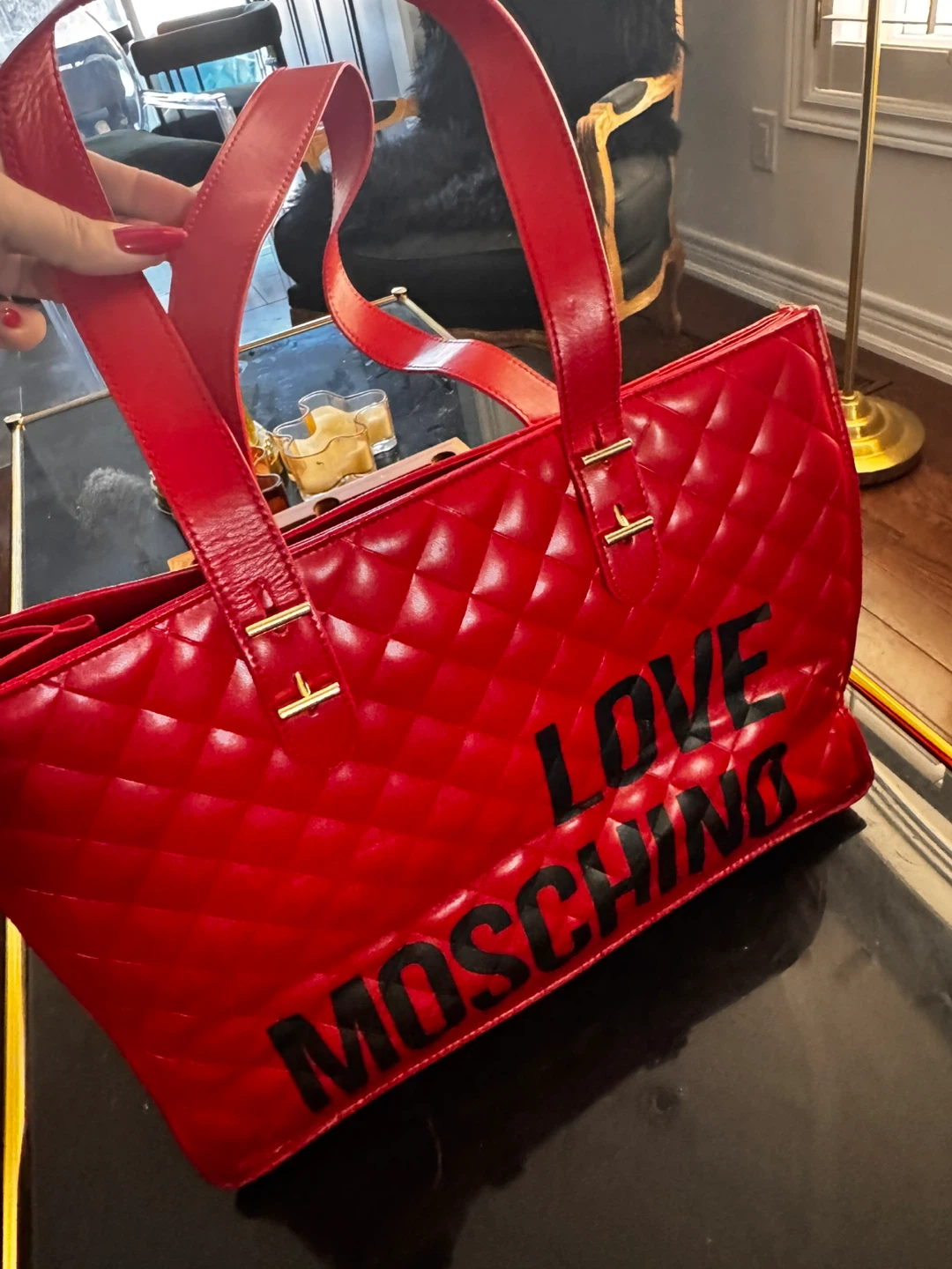 LOVE MOSCHINO Quilted Tote Bag - Red - photo 3