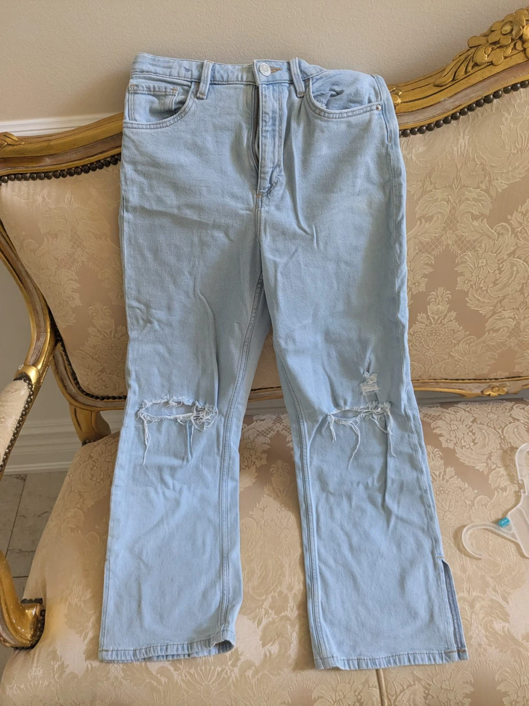 H&M Light Wash Ripped Flare Jeans - Size 11-12Y - photo 3