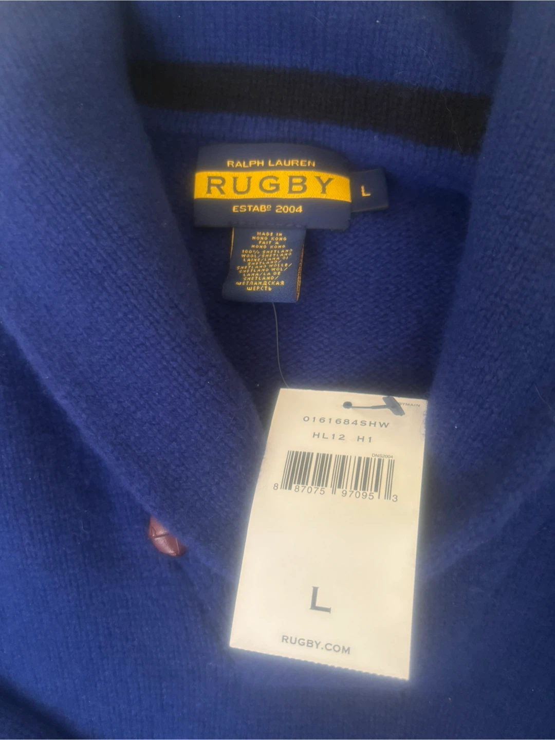 Rare find: Ralph Lauren Rugby Blue Wool Knit Sweater Size L - photo 2