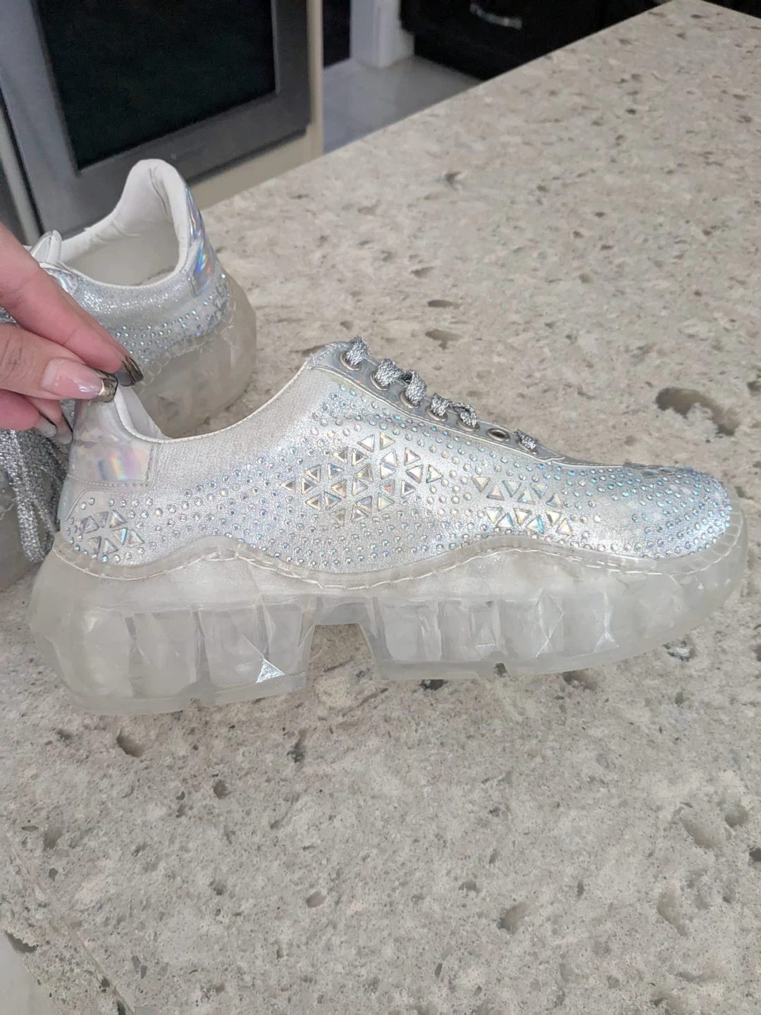 Sparkly Silver Chunky Platform Sneakers - photo 2