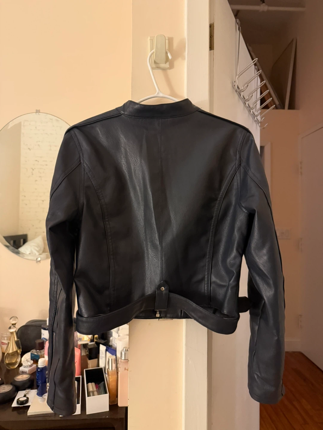 Urban Outfitters Women’s Blue Faux Leather Moto Jacket Size S - photo 3