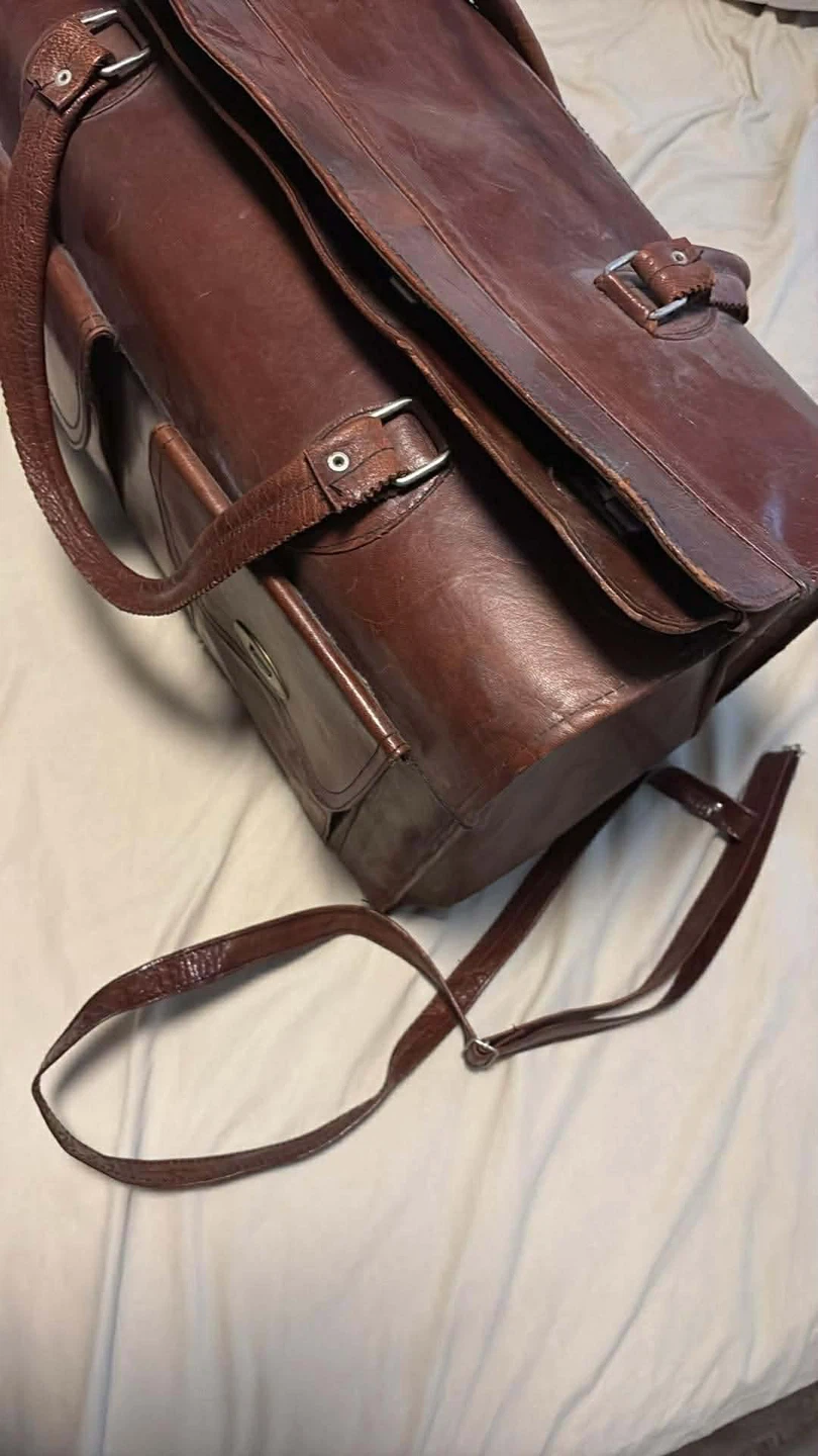 Vintage Brown Leather Satchel Bag - photo 2