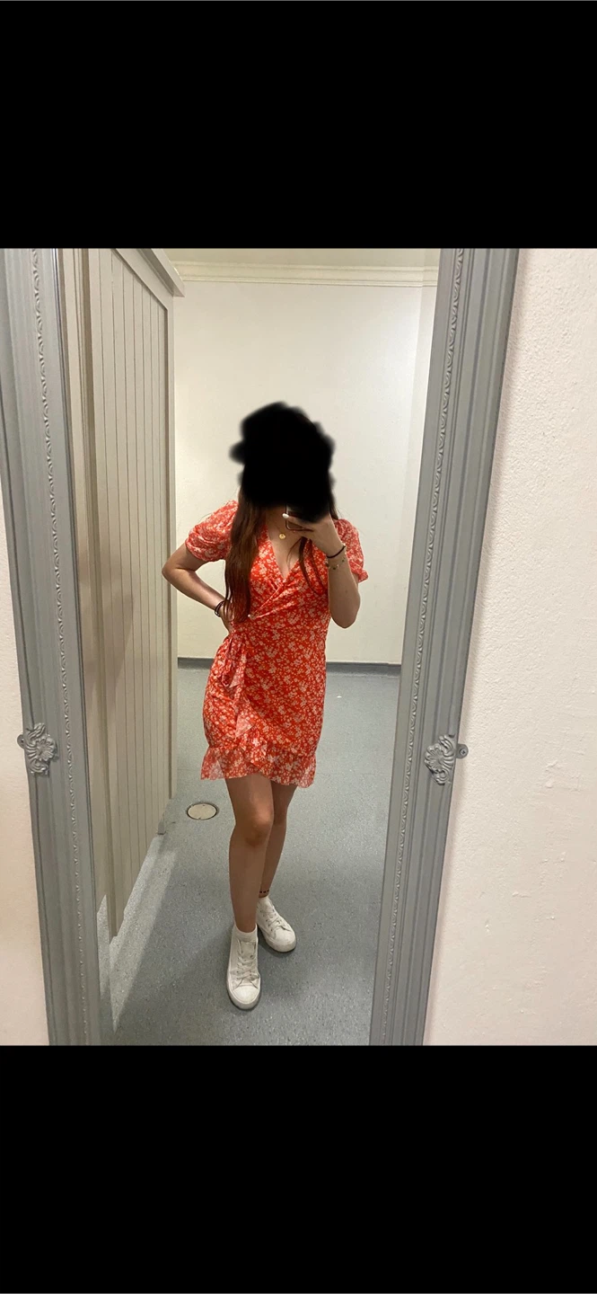 Miss Selfridge Petite Orange Floral Wrap Dress US 4