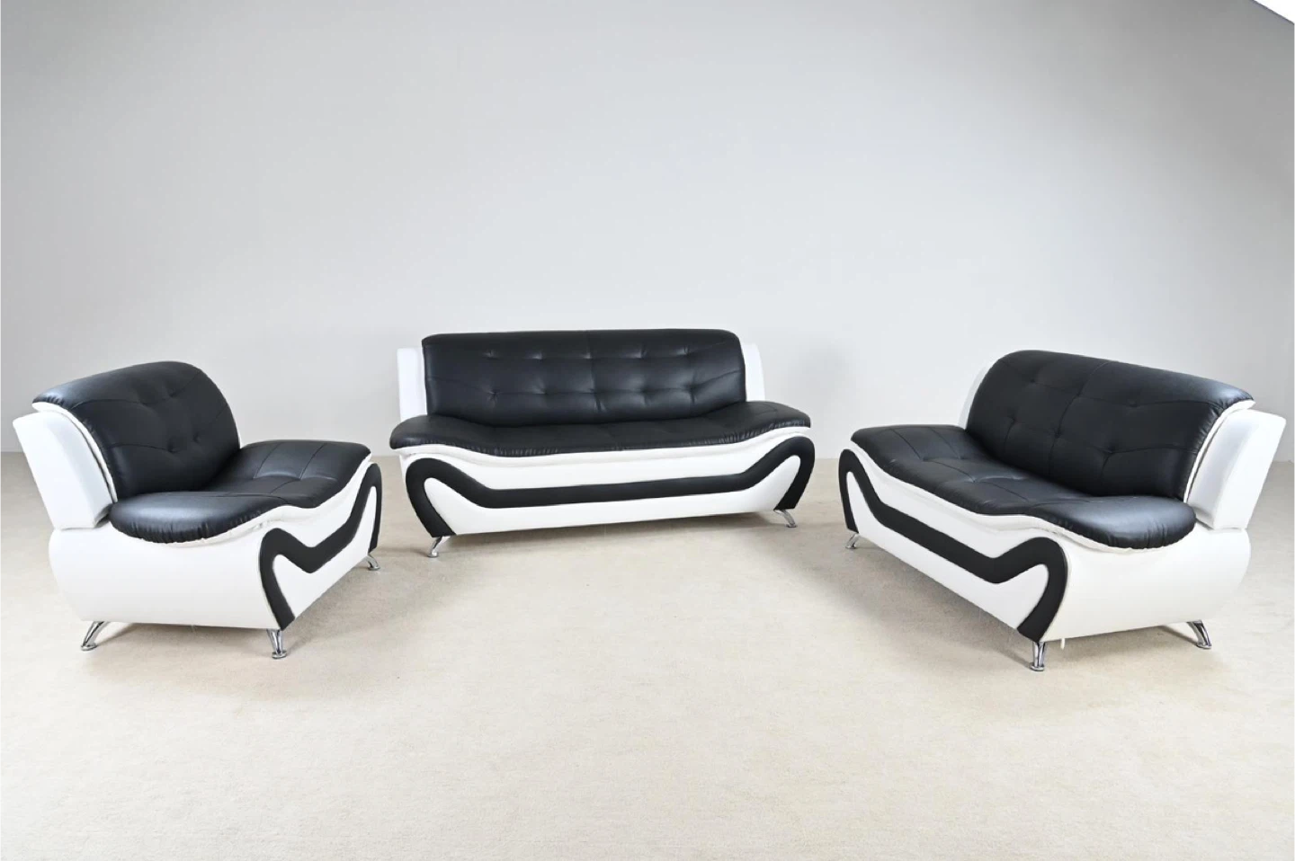 Modern Black and White Sofa Set