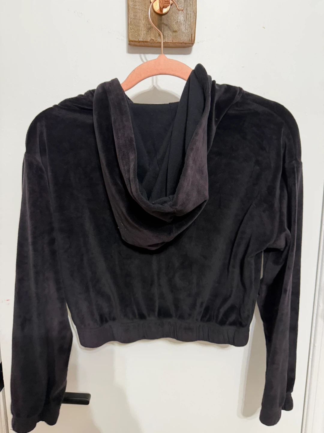 10/12 Velour black zipper hoodie -Like new - photo 2