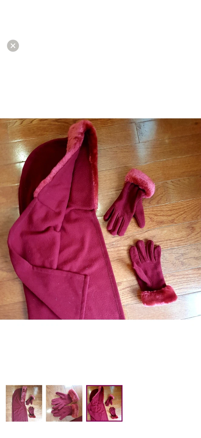 Women's Fleece Gloves with Faux Fur Trim - photo 3