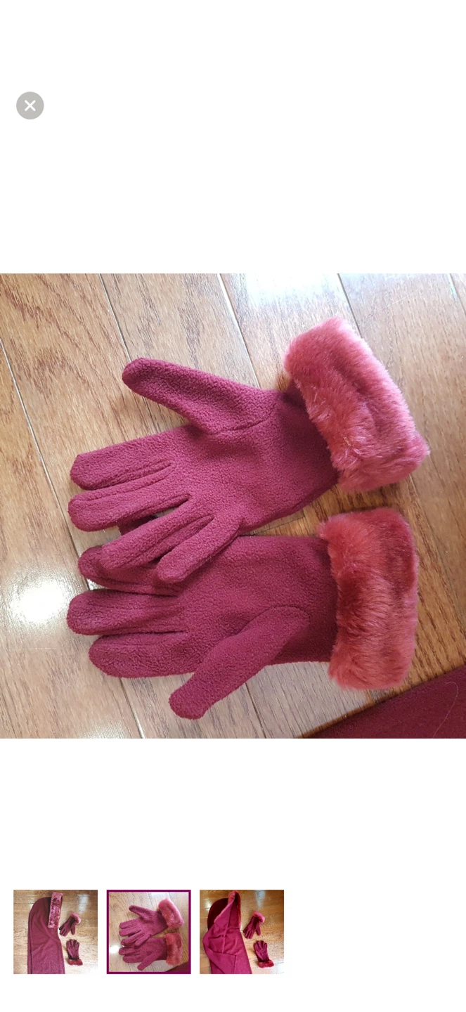 Women's Fleece Gloves with Faux Fur Trim - photo 2