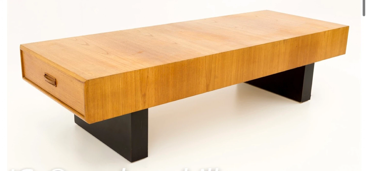 Mid Century Modern Teak Coffee Table with Drawers - photo 4