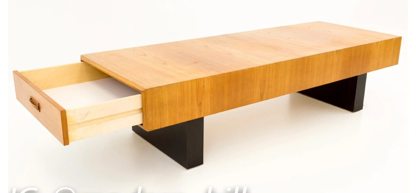 Mid Century Modern Teak Coffee Table with Drawers - photo 2