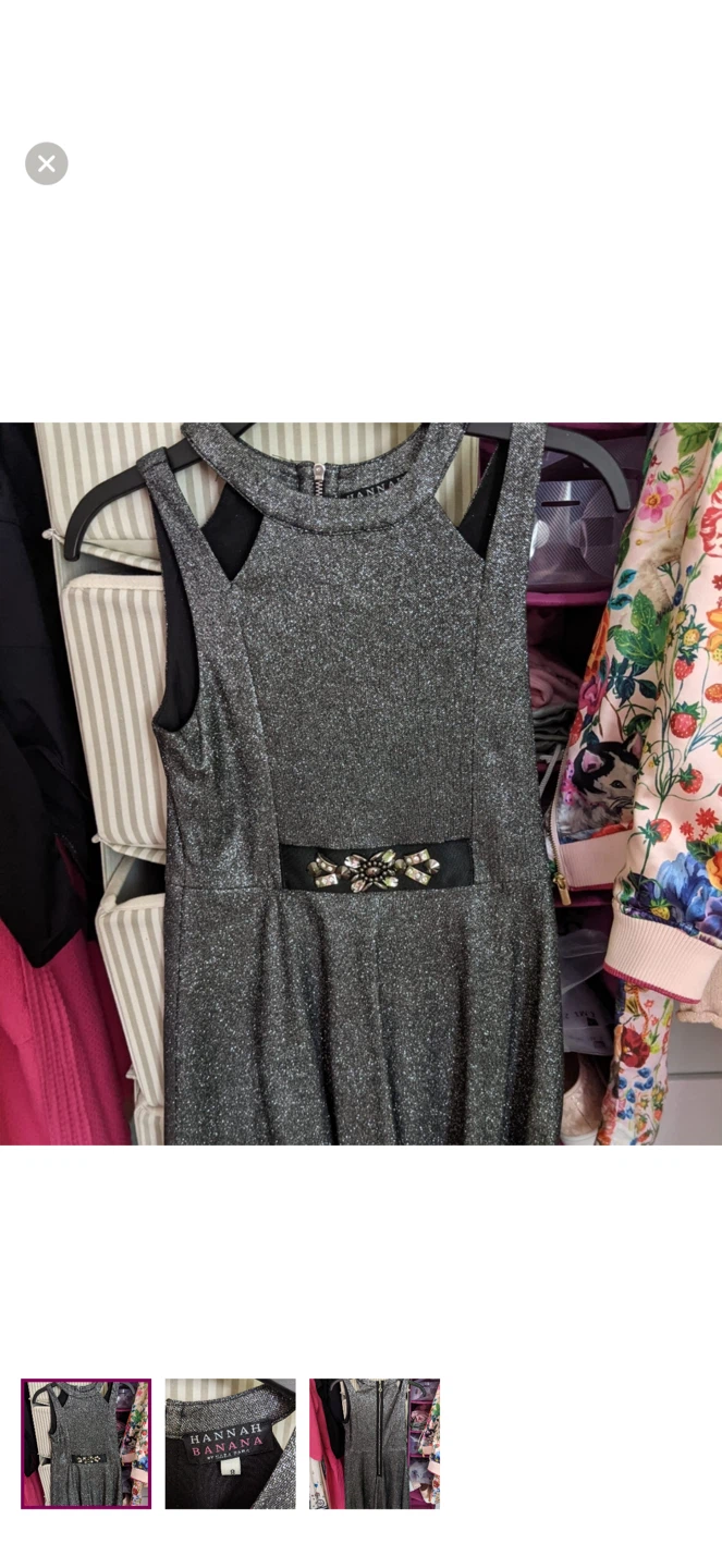 Hannah Banana Girls Silver Sparkle Jumpsuit Size 8