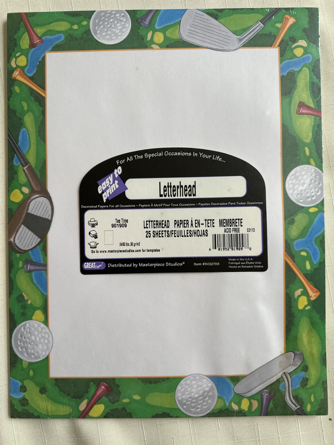 Golf Letterhead Paper (3 x 25 Sheets) Masterpiece Studios