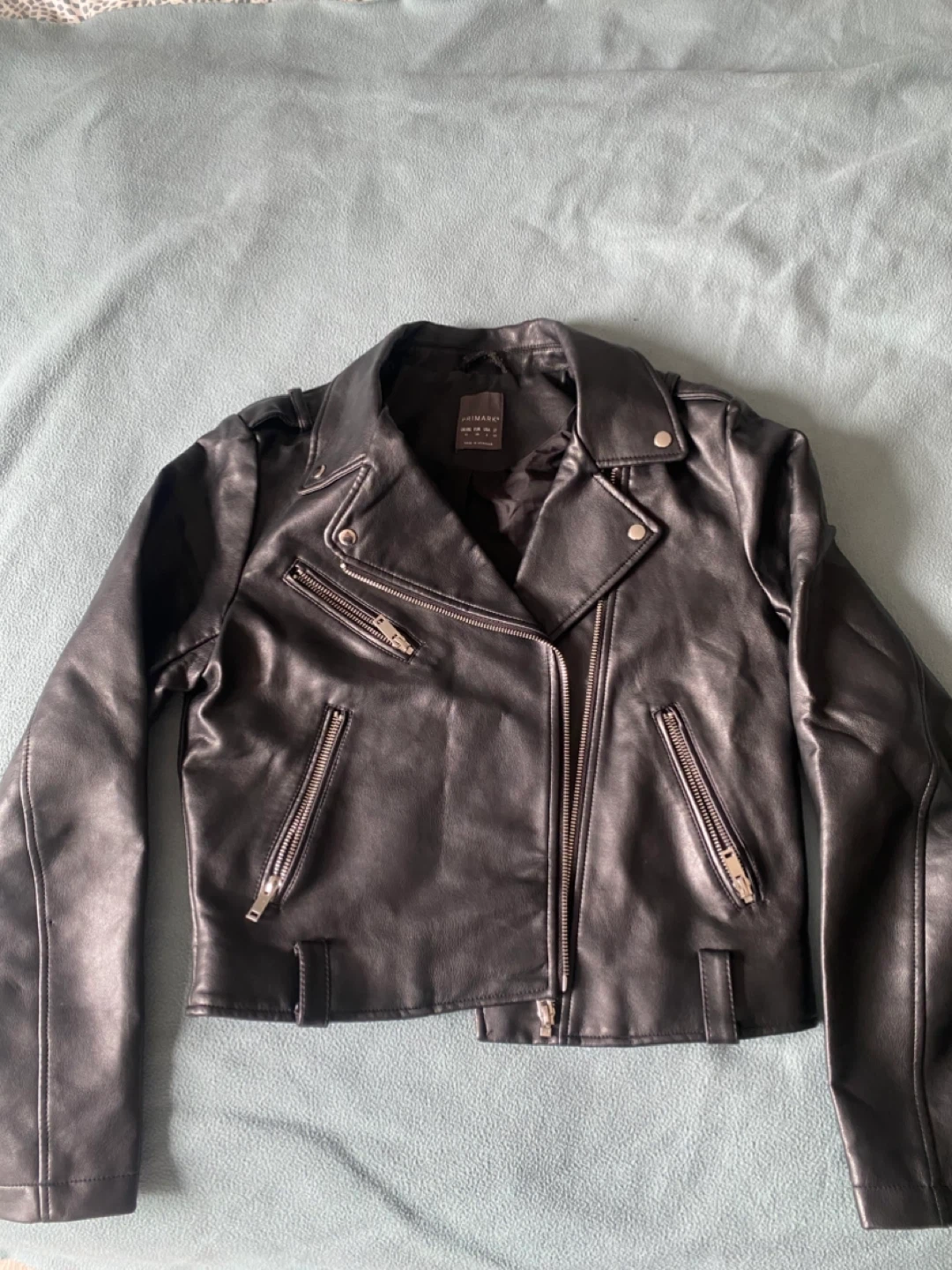 Primark Black Faux Leather Biker Jacket Size US 6 - photo 2