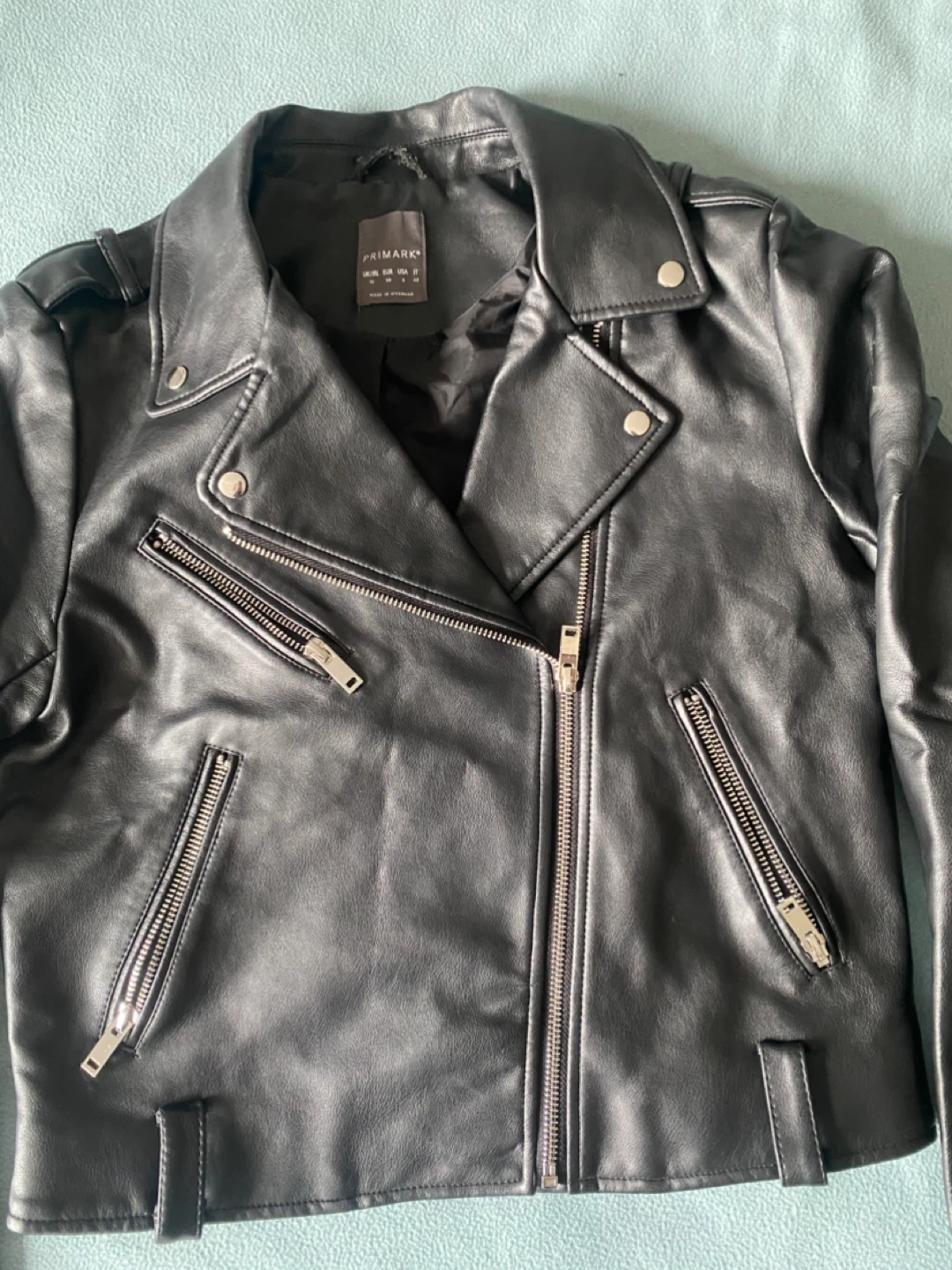 Primark Black Faux Leather Biker Jacket Size US 6