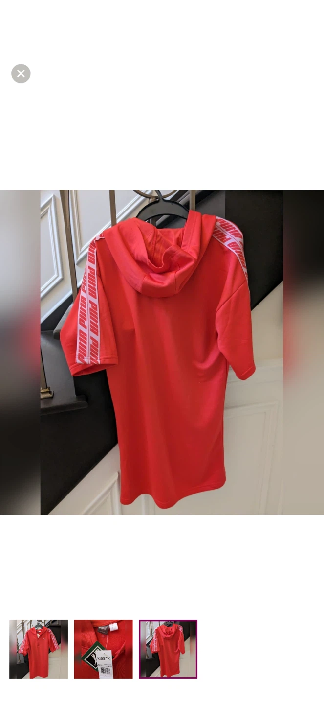 Puma Kids Red Short Sleeve Hoodie Dress Size L - photo 3