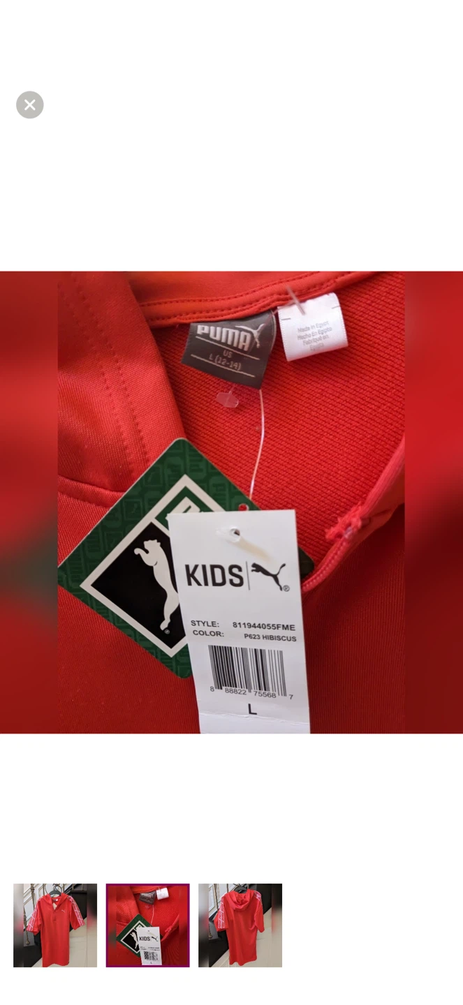 Puma Kids Red Short Sleeve Hoodie Dress Size L - photo 2