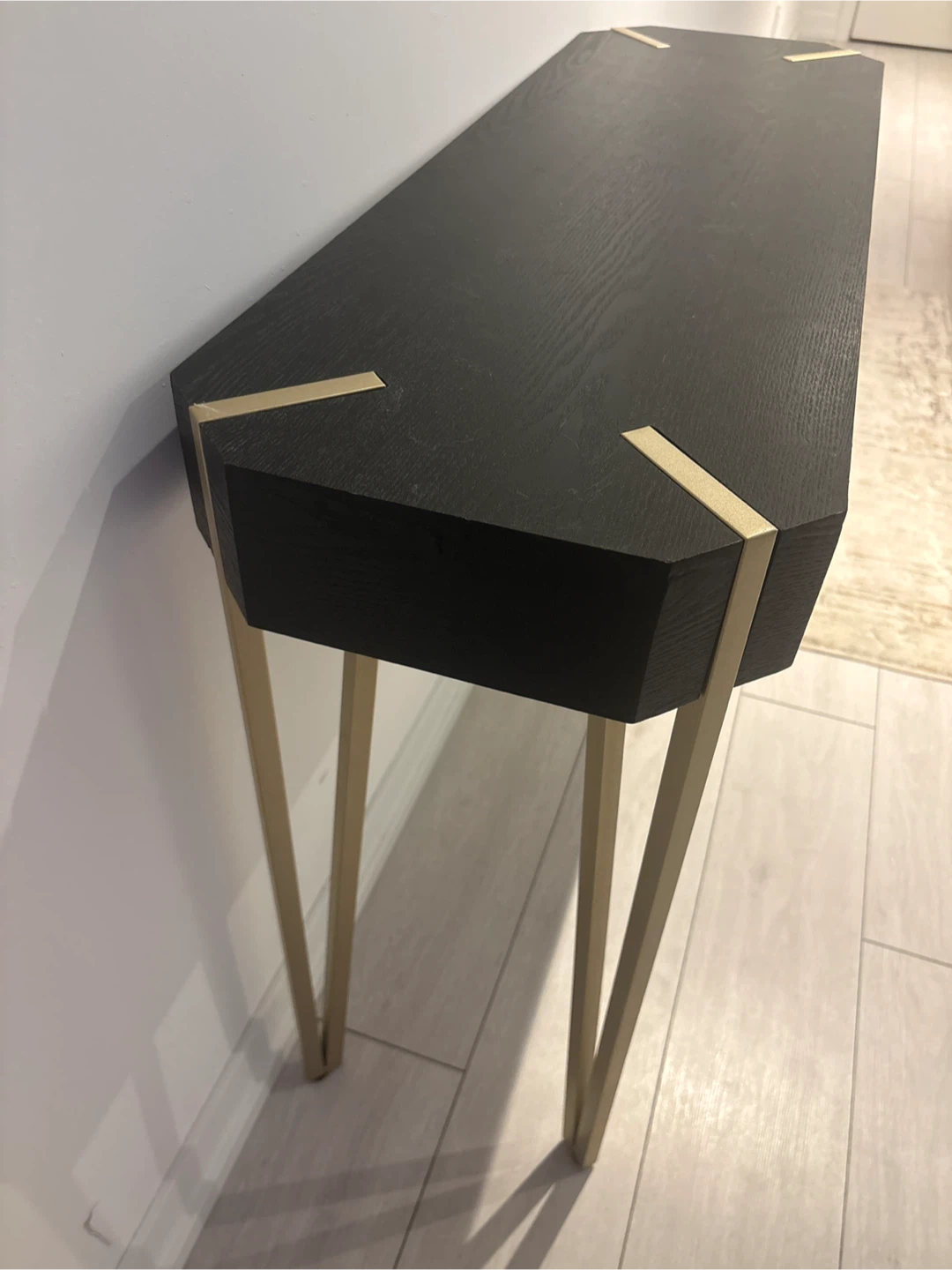 Dark Wood Console Table with Gold Legs - photo 2
