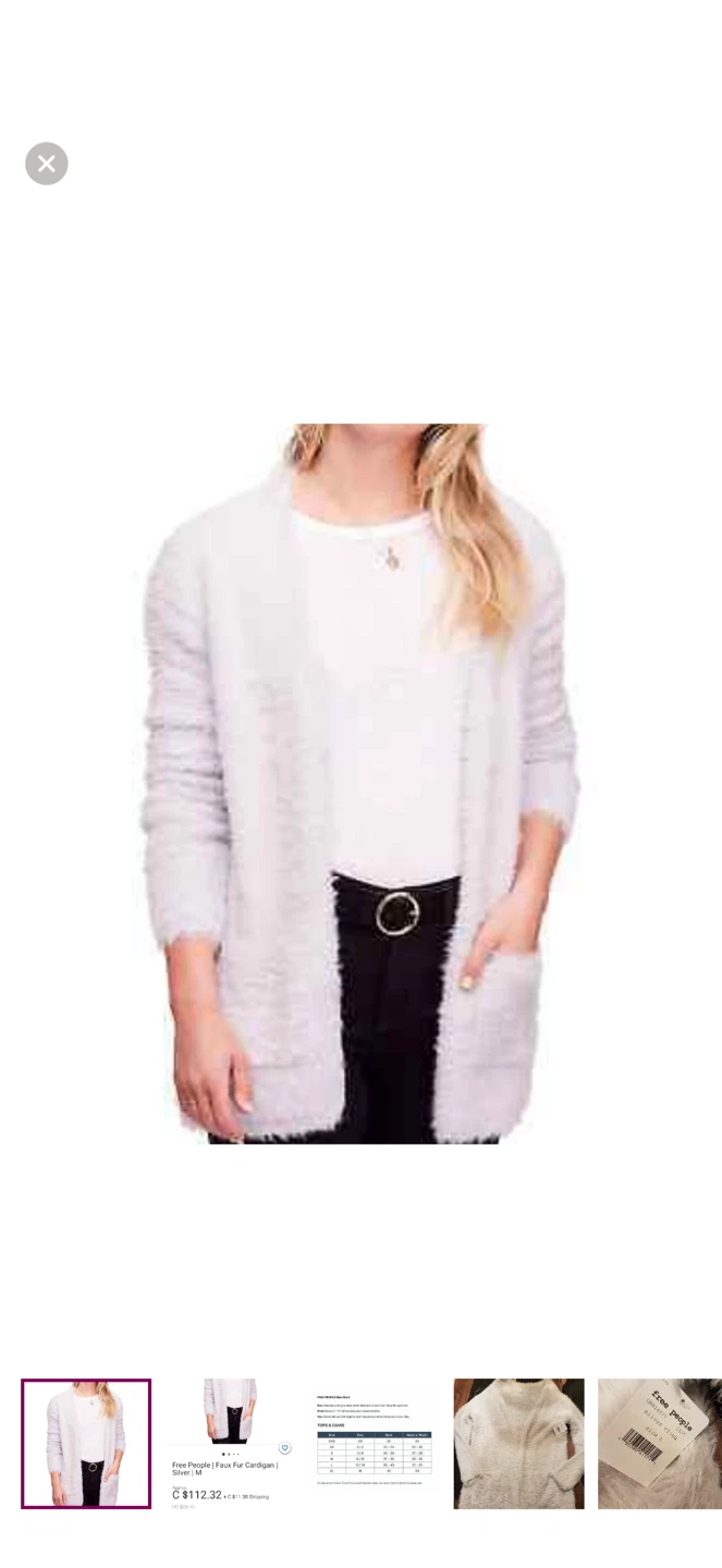 Free People Faux Fur Cardigan | Silver | Medium