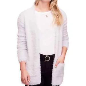 Free People Faux Fur Cardigan | Silver | Medium