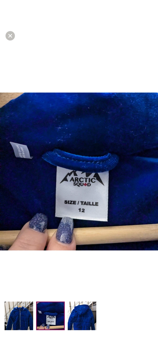 Arctic Squad Blue Velvet Puffer Jacket Size 12 - photo 3