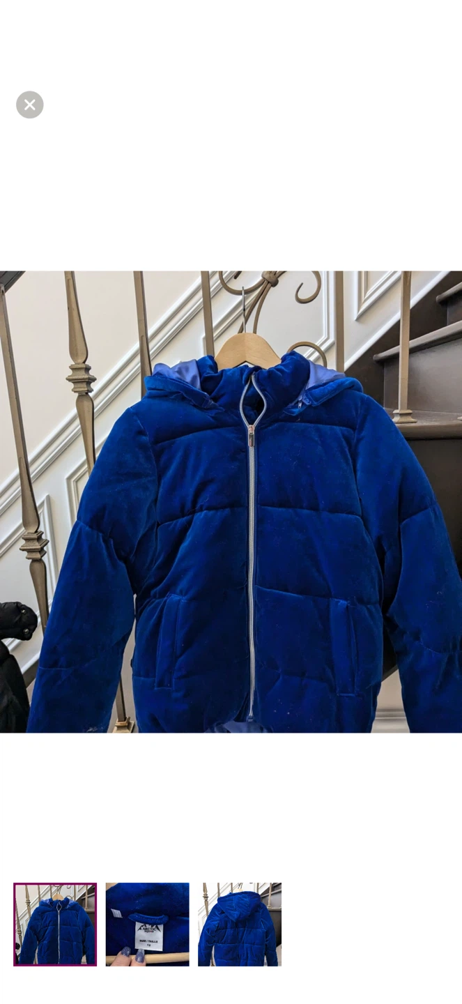 Arctic Squad Blue Velvet Puffer Jacket Size 12